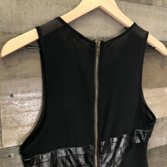 NWT Aakaa Textured Black Mesh Bodycon Dress - Picture 4 of 7